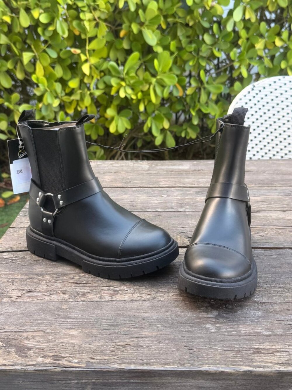 NEW Kids' Crosby Harness Moto Boots - art class Black 3 Zipper Closure